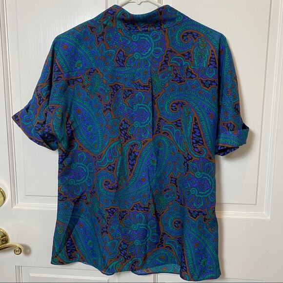 Isaac Mizrahi Live! Blouse Womens Size Small Paisley Print Collared blouse S - Picture 2 of 5